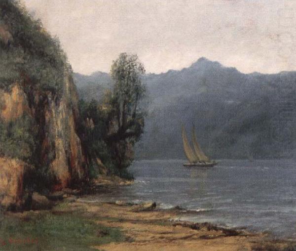 Gustave Courbet landscape with lake geneva china oil painting image